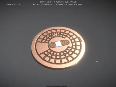 Sewer Cover 3 Hydrant Low-Poly Low-poly 3D model