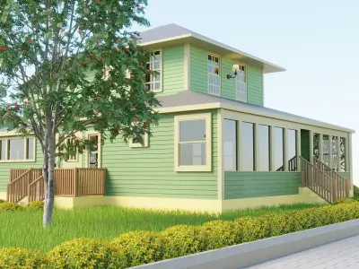 Colonial Theme Residential House Exterior 3D model