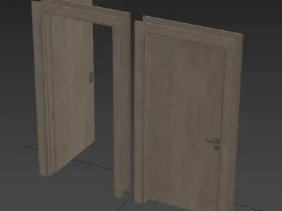 01 00 Wooden door Low-poly 3D model