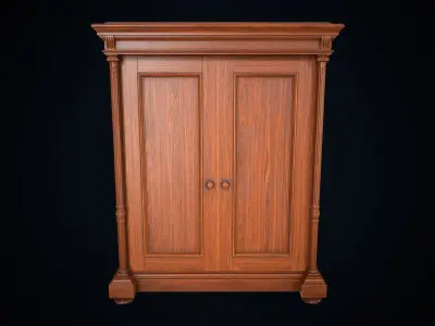 Vintage victorian wardrobe Low-poly 3D model