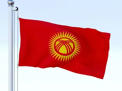 Animated Kyrgyzstan Flag Low-poly 3D model