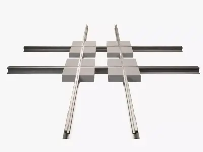 Tram Rails Element - Perpendicular Cross 3D model