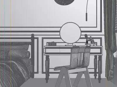 French Style Bedroom Low-poly 3D model