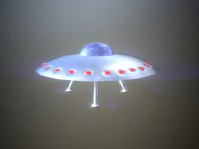 Low Poly UFO spaceship with lights Low-poly 3D model
