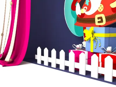 Merry Christmas and Happy New Year Background Scene Set 3D model