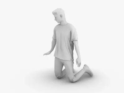 Boy Kneeling 3D print model