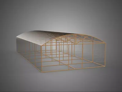 ARCHED POLYTUNNEL GREENHOUSE GLASSHOUSE WOOD FRAME PLANT FARMING 3D model