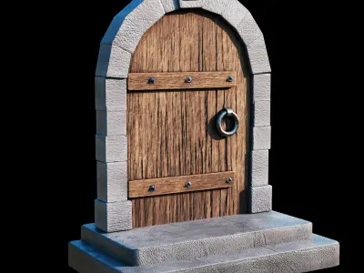 Medieval-style door Low-poly 3D model