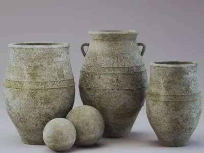 Planter pots collection Low-poly 3D model