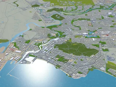 Townsville Australia 30km Low-poly 3D model