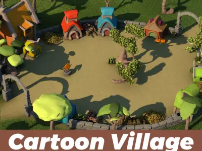 Cartoon Village 3D model