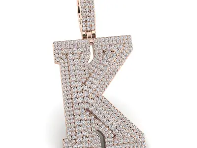 Alphabet Latter K Diamond Pendent 3D print model