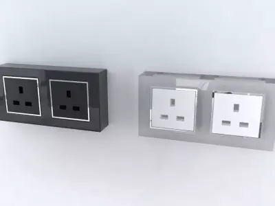 Retrotouch RTS2000 13A Dual Double Plug Socket Piano Black an... 3D model