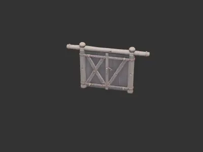 Old Wooden Barn Gate Low-poly 3D model