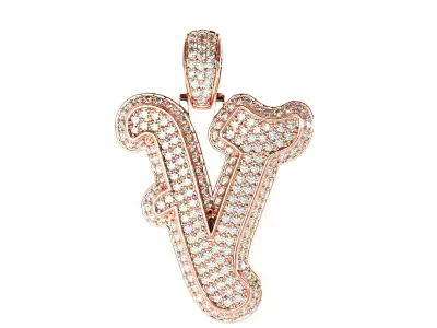 Tattoo fonts V alphabet pendent 3D print model