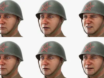  Soviet Infantry Soldier WWII Rigged for Cinema 4D 