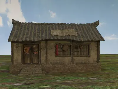 Old small houses Low-poly 3D model