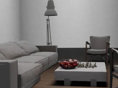 Living Room Sofa Set Low-poly 3D model