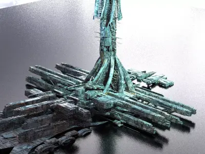 Alien City Tree Tower Ground platorms 3D model