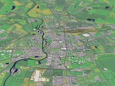 Cottbus Germany 30x30km 3D City Map 3D model