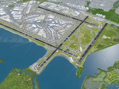 John F Kennedy International Airport 12km Low-poly 3D model