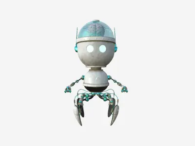 Brain Robot G07 White Dust - SciFi Character Design Low-poly 3D model