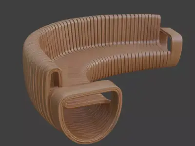 Wooden Park Bench 3D model