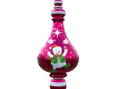 Charming Snowman Red Holiday Bauble 3D Model PBR Only Quad Low-poly 3D model