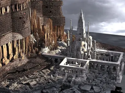 Alien High council Chambers and streets 3D model