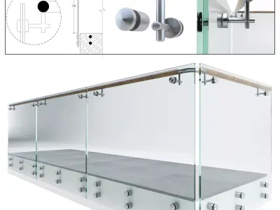 Glass railing-01 3D model