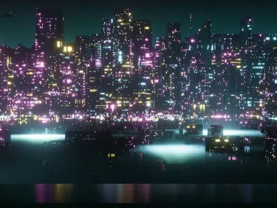 Sci-fi city cyberpunk include all assets and textures Low-poly 3D model