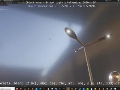 Street Light 1 Galvanized 5000mm 3F Low-poly 3D model