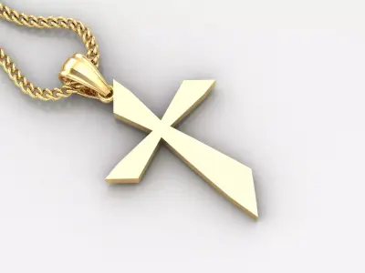 Light Gold 18K Cross Pendant 1CP090 3D print model