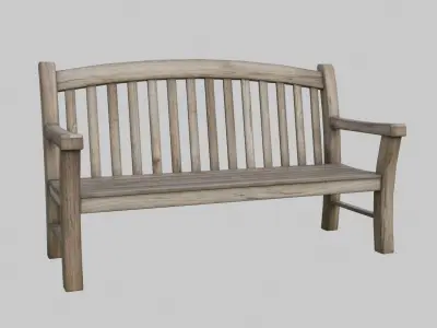 Bench outdoor - aged wood Low-poly 3D model
