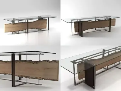 Cornice four different tables with glass tops 3D model