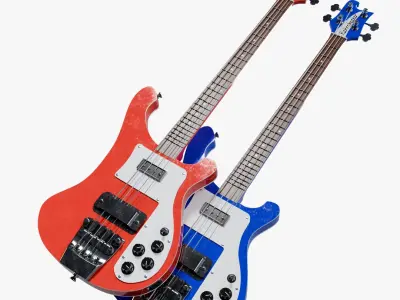  Rickenbacker 4003 Bass Guitars Red and Blue PBR Collection 