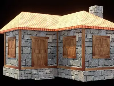 medieval house low poly village town residential game ready 6 Low-poly 3D model