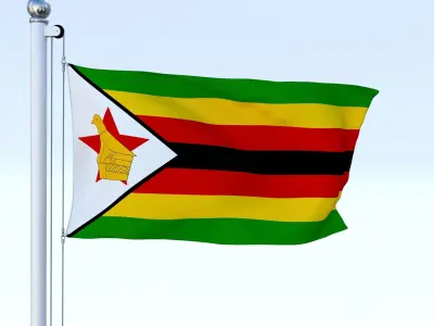 Animated Zimbabwe Flag Low-poly 3D model