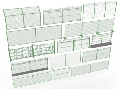 Chain Link Wire Fence 3D model