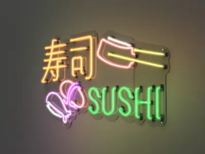 Sushi 1 - Neon Sign 3D model