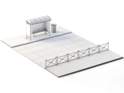 Street Set 10m x 14m Low-poly 3D model