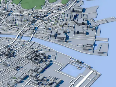 Iwakuni Cityscape Japan Kintai Bridge Samurai Castle Town  3D model