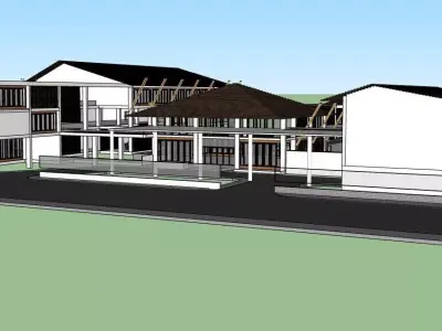 Traditional Club House with outdoor games  3D model