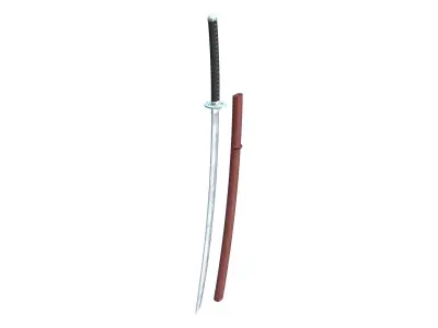 Double Hand Katana Sword and Scabbard Low-poly 3D model