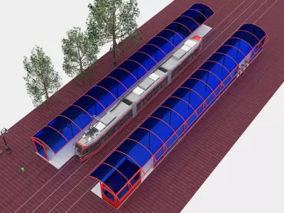 Tram and Station 2 - 4K 3D model