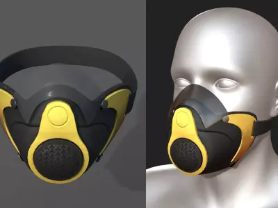 Gas mask protection futuristic technology fantasy 3d  Low-poly 3D model