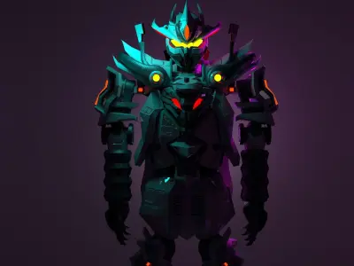 Hard Surface Robot Mecha Rigged Low-poly 3D model