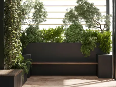 Landscape Furniture with Pergola and Roof garden 03 3D model