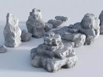 10 Sharp Rock - Stone - Boulder Collection Low-poly 3D model