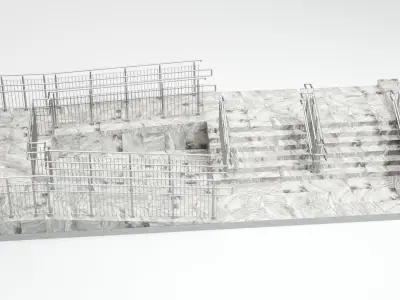 Stairs with ramp 3D model